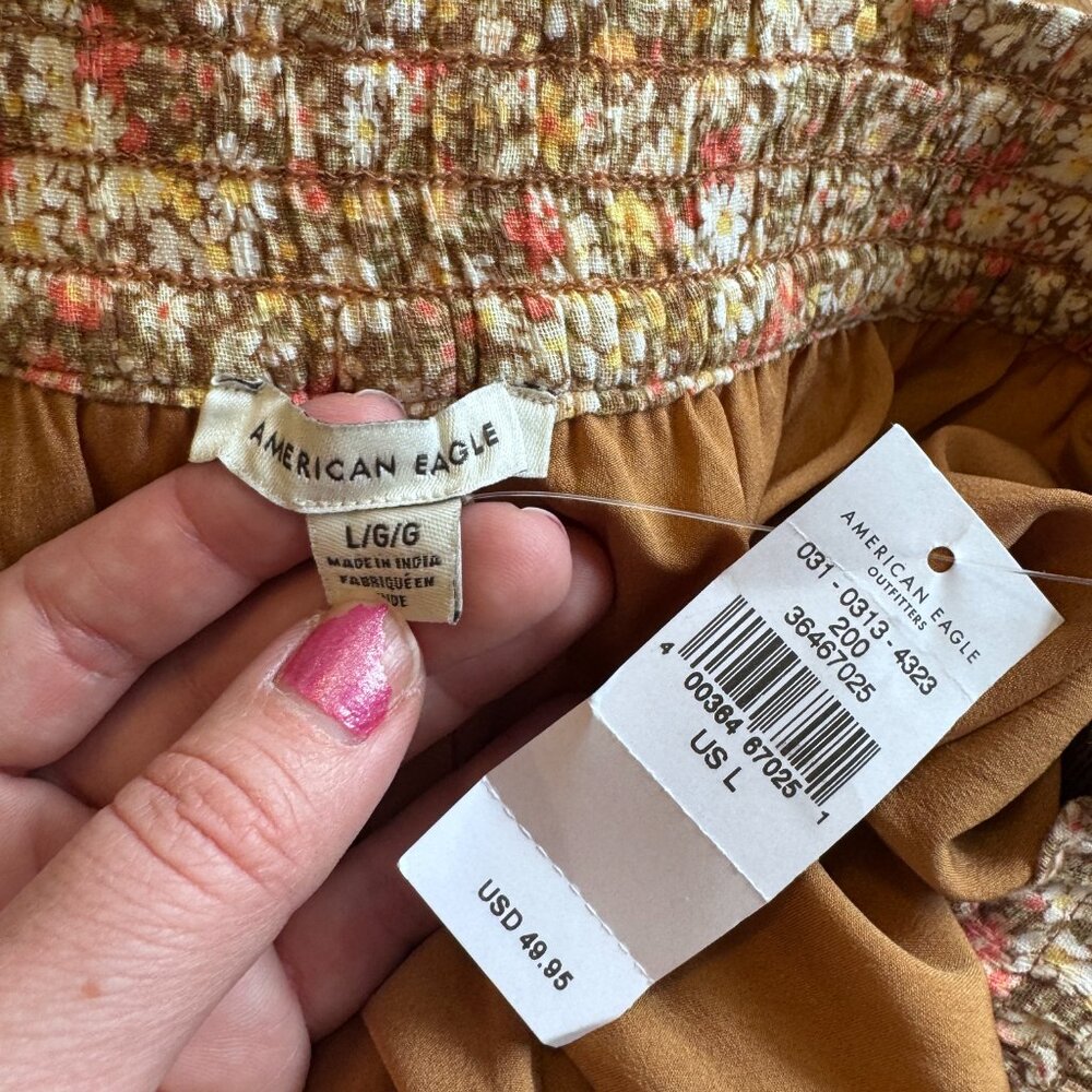 American Eagle Floral Flowy Shorts Tiered Size Large NWT - Picture 5 of 8